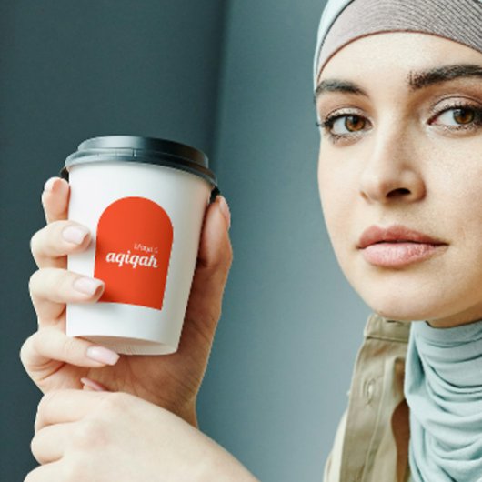 白オレンジカラー無地のプレーンAqiqah赤ちゃんシャワー 紙コップ