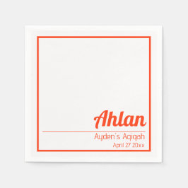 白オレンジ無地の色プレーン、Aqiqah赤ちゃんシャワー スタンダードカクテルナプキン