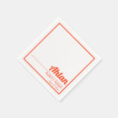 白オレンジ無地の色プレーン、Aqiqah赤ちゃんシャワー スタンダードカクテルナプキン (角)