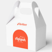 白オレンジ無地の色プレーン、Aqiqah赤ちゃんシャワー フェイバーボックス (裏面)