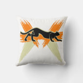 白オレンジ色の黒かわいい動物カラフル猫モダン クッション (裏面)