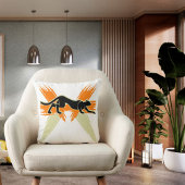 白オレンジ色の黒かわいい動物カラフル猫モダン クッション