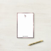 白オンバラ金ゴールド大理石、フラミンゴ縁ど&名前 ポストイット (デスク上)