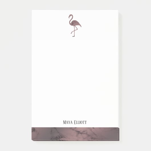 白オンバラ金ゴールド大理石、フラミンゴ縁ど&名前 ポストイット (正面)
