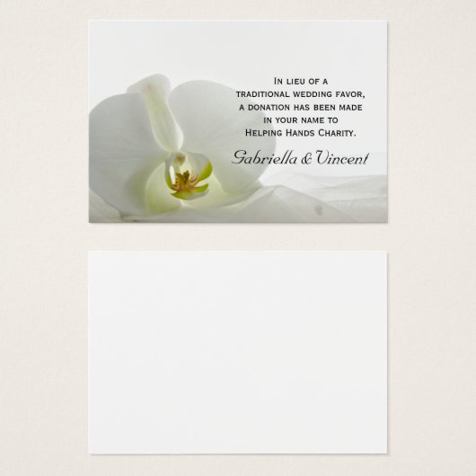 白オーキッドとヴェイ結婚ルのチャリティーフェイスカード (正面&裏面)