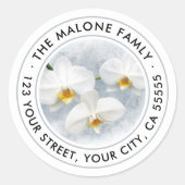 白オーキッドのパレノプシ絵画ス差出人住所 ラウンドシール (正面)