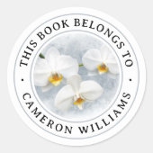 白オーキッドの絵画カラネオプシスの本ラベル ラウンドシール (正面)