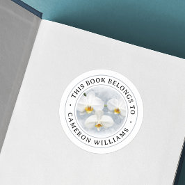 白オーキッドの絵画カラネオプシスの本ラベル ラウンドシール