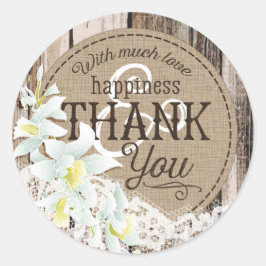 白オーキッドウッドレース素朴のラ結婚ベル ラウンドシール