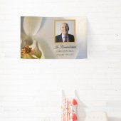 白オーキッドフラワーお祝いの葬式 横断幕 (インサイチュ)