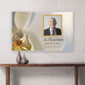 白オーキッドフラワーお祝いの葬式 横断幕