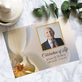 白オーキッドフラワーお祝い・オブ・ライフ 招待状