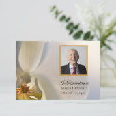 白オーキッドフラワー葬儀記念悔やみや弔慰 サンキューカード (スタンド正面)