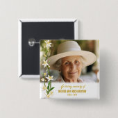 白オーキッドリリー葬儀 缶バッジ (正面&裏面)