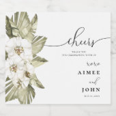 白オーキッド結婚式の引き出物スパーケリングワインラベル スパークリングワインラベル (シングルラベル)