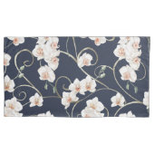 白オーキッド花柄 枕カバー (正面左)