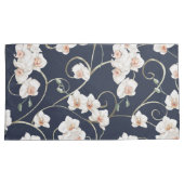 白オーキッド花柄 枕カバー (正面右)