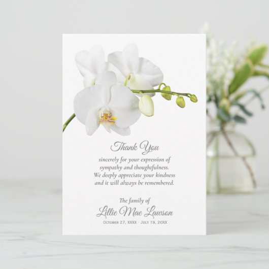 白オーキッド葬儀お祝いの生活ありがとう (スタンド正面)