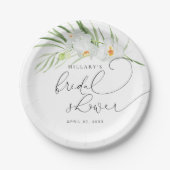 白オーキッド |トロピカルエレガントブライダルシャワー ペーパープレート (正面)