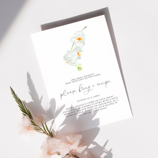 白オーキッド |ブライダルシャワーレシピ要求カード エンクロージャーカード