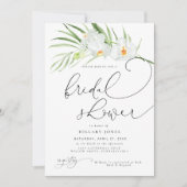 白オーキッド |熱帯エレガントブライダルシャワー写真 招待状 (正面)