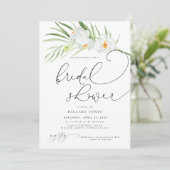 白オーキッド |熱帯エレガントブライダルシャワー写真 招待状 (スタンド正面)