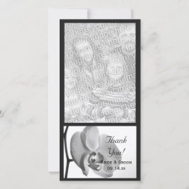 白オーキッ結婚トの感謝フォトカード サンキューカード