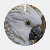 白オーストラリア産のオウム ガラスオーナメント (裏面)