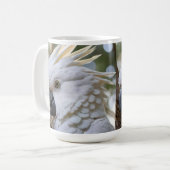 白オーストラリア産のオウム コーヒーマグカップ (正面左)