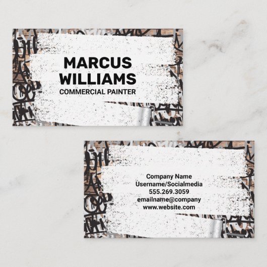 白オ絵を描ーバーグラフィティレンガの壁 名刺 (正面/裏面)