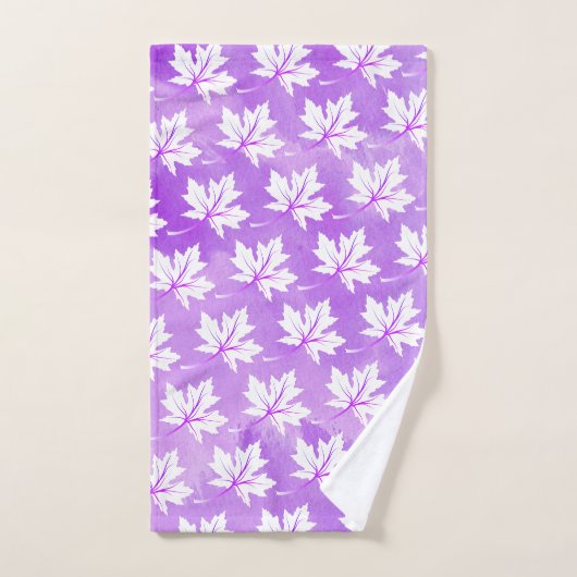 白カエデ葉の紫色の水色洗剤、モノグラム バスタオルセット (ハンドタオル)