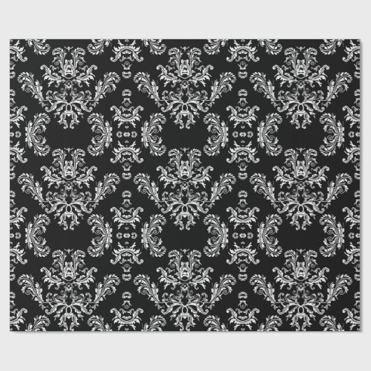 白カスタマイズと黒のヴィンテージ ラッピングペーパー (フラット)
