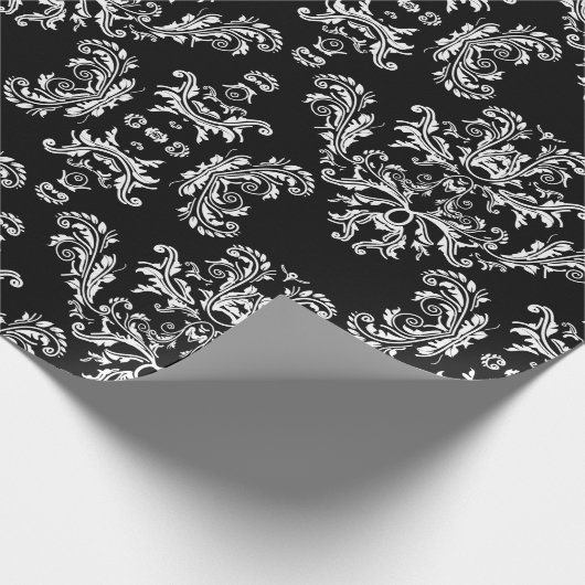 白カスタマイズと黒のヴィンテージ ラッピングペーパー (角)