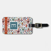白カスタマイズフローラ赤緑ペイズリー花 ラゲッジタグ (正面横)