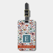 白カスタマイズフローラ赤緑ペイズリー花 ラゲッジタグ (正面縦)