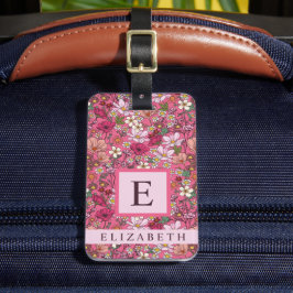 白カスタマイズ花ピンクフローラ ラゲッジタグ