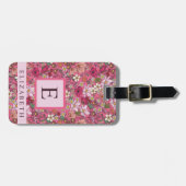 白カスタマイズ花ピンクフローラ ラゲッジタグ (正面横)