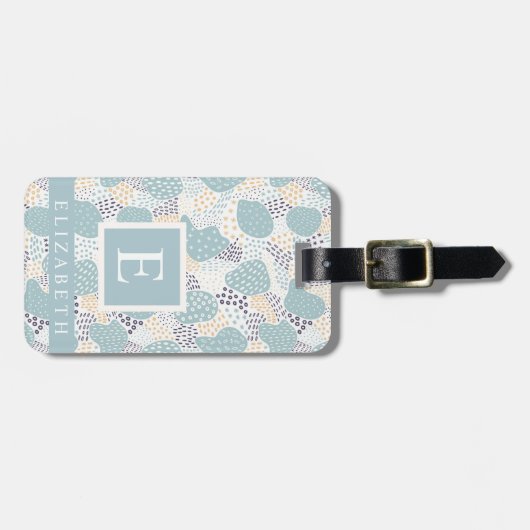 白カスタマイズ赤ちゃん青ちびれドット ラゲッジタグ (正面横)
