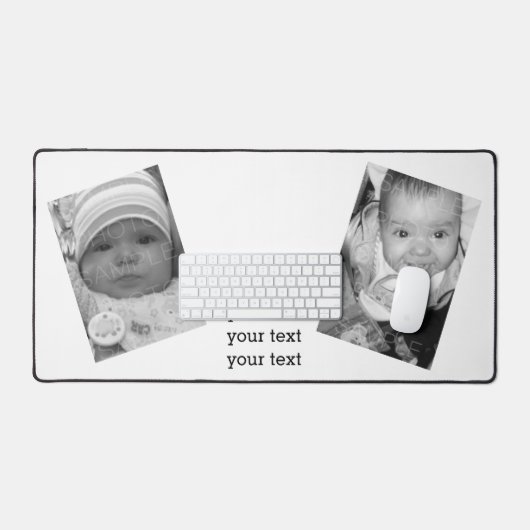 白カスタマイズ黒の写真で文字 デスクマット (キーボード&マウス)