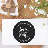 白カスタマイズ黒の結婚式の日付を保存 ラウンドシール