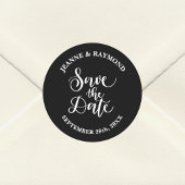 白カスタマイズ黒の結婚式の日付を保存 ラウンドシール
