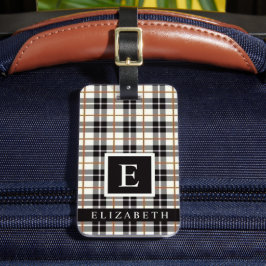 白カスタマイズ黒グレー赤パタ市松模様にーン ラゲッジタグ