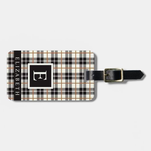 白カスタマイズ黒グレー赤パタ市松模様にーン ラゲッジタグ (正面横)