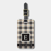 白カスタマイズ黒グレー赤パタ市松模様にーン ラゲッジタグ (正面縦)