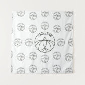 白カスタムい四角の背景スモールビジネスロゴ タペストリー (正面(横))