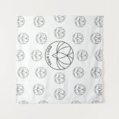 白カスタムい四角の背景スモールビジネスロゴ タペストリー (正面)