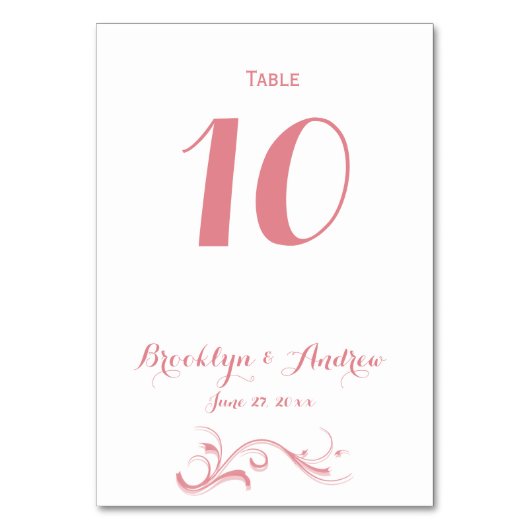 白カスタムとピンクのテー結婚ブル番号 テーブルナンバー (正面)