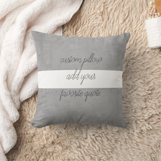 白カスタムと灰色の自分の引用文を追加する枕 クッション (ブランケット)