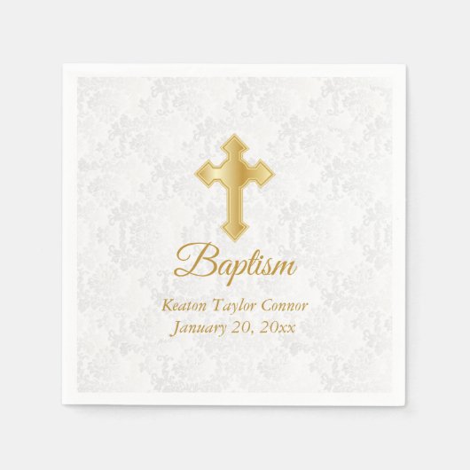 白カスタムと金ゴールドの洗礼 スタンダードカクテルナプキン (正面)