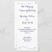 白カスタムと青の結婚式 プログラムのラックカード プログラム (正面/裏面)